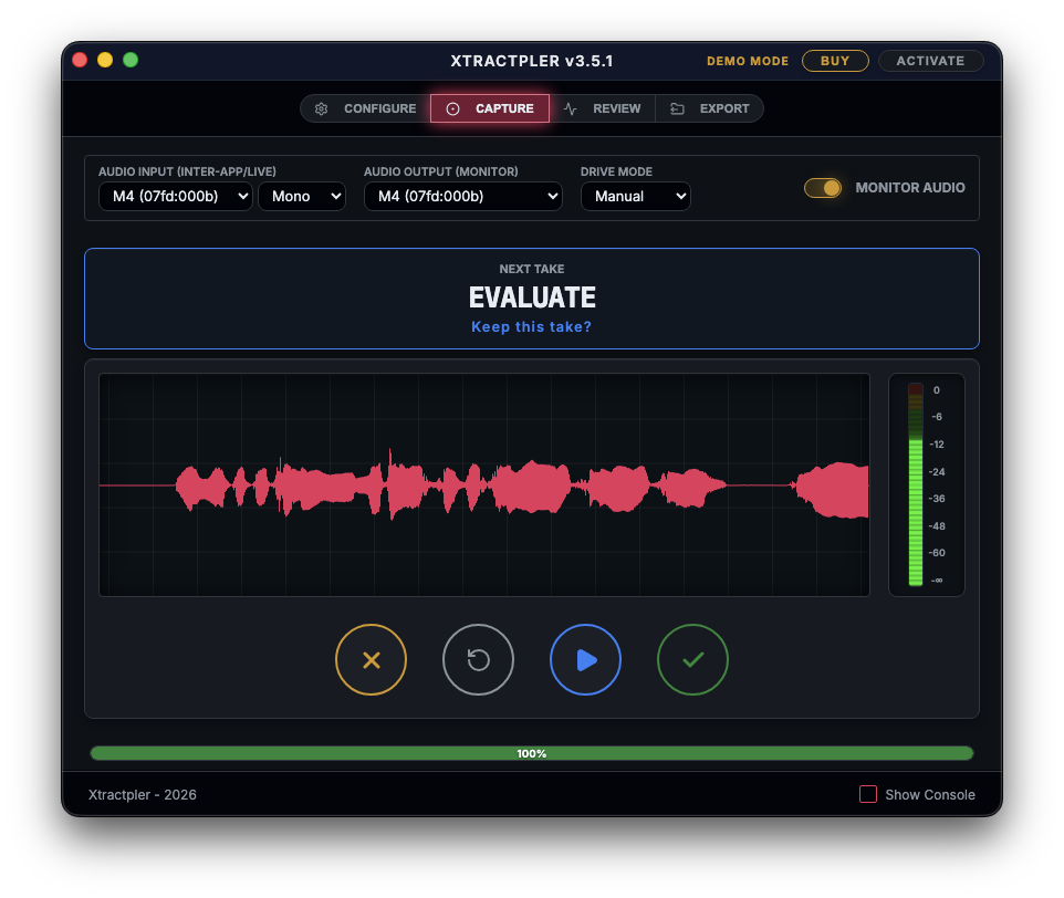 Xtractpler Live Capture on macOS