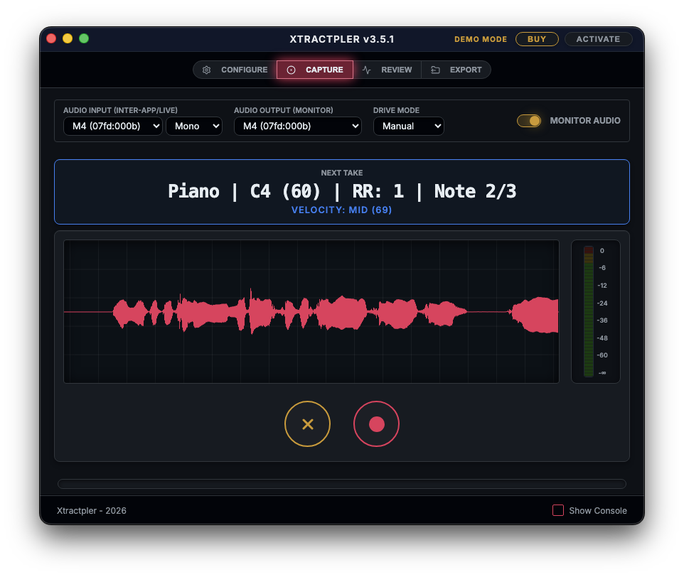 Xtractpler Guided Live Capture on macOS